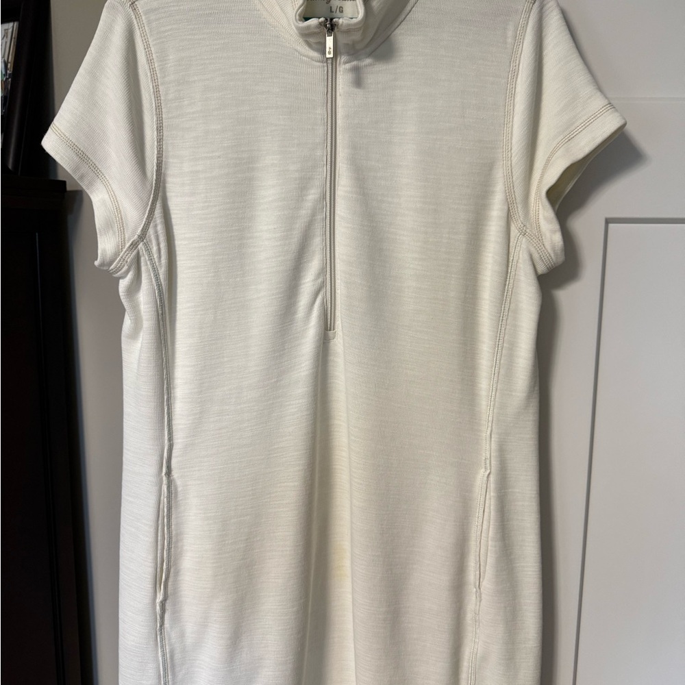 Tommy Bahama Cream Short Sleeve Zip-Up Dress